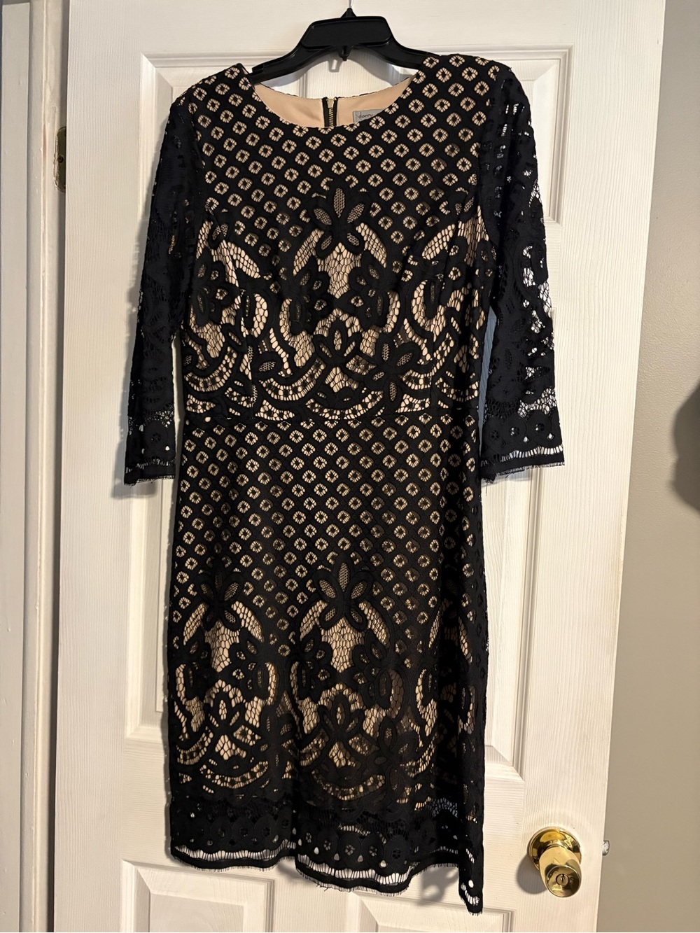 Danny & Nicole Black Lace Midi Dress with Nude Lining
